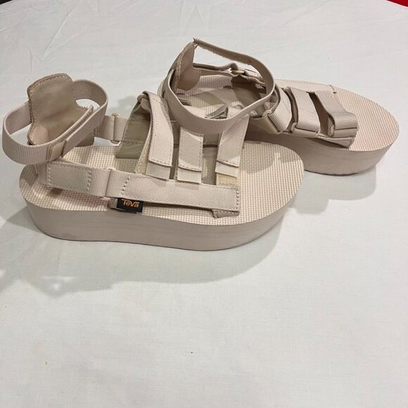 Teva Flatform Mevia Platform Gladiator Sandals Birch Beige Strappy Women’s 8 - Picture 7 of 15